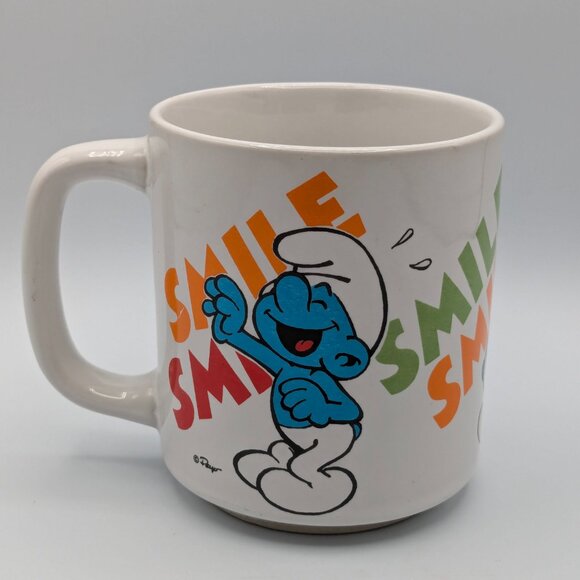 Vintage 1980s Smurf Smile Mug - 3.5 Inches Tall - Picture 3 of 7